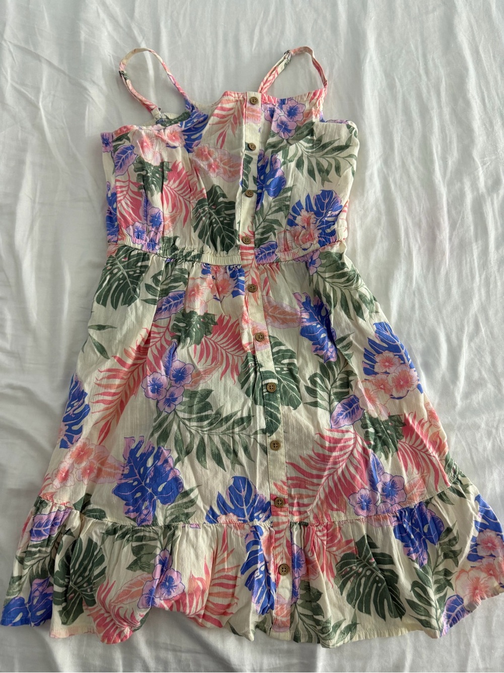 SO Cream Sundress with Pink, Blue & Green Floral Print